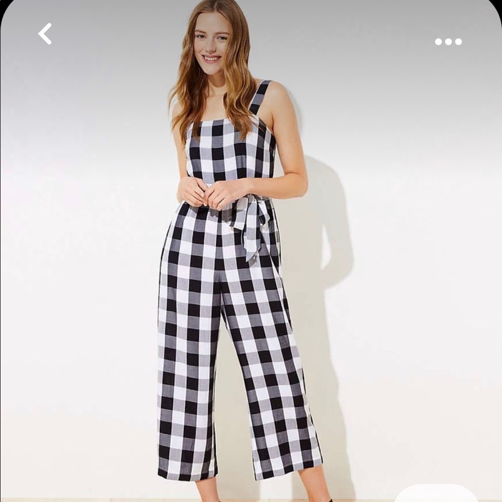 NWT | Gingham Smocked Back Tie Waist Jumpsuit | SM